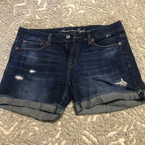 AE distressed cutoff shorts.